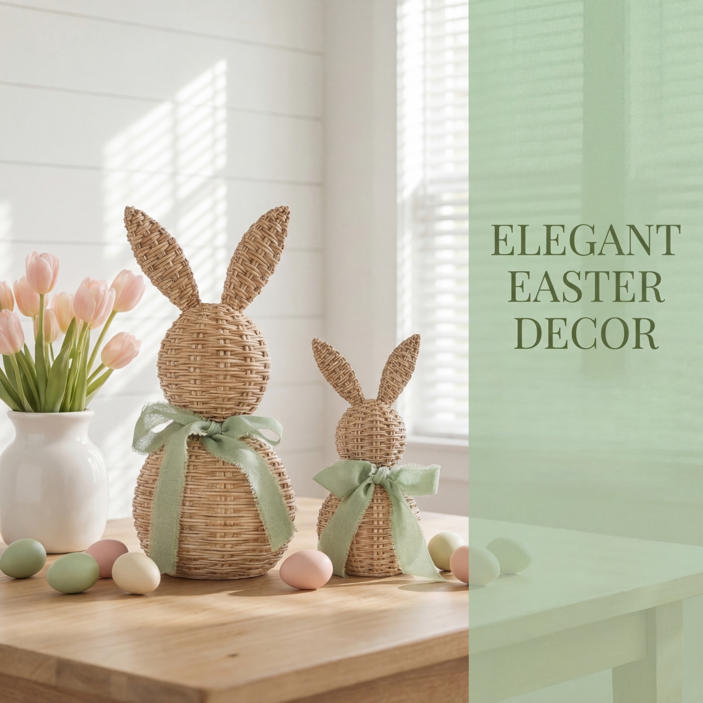 Easter Bunny Decor Set – Farmhouse Spring Tabletop Accent