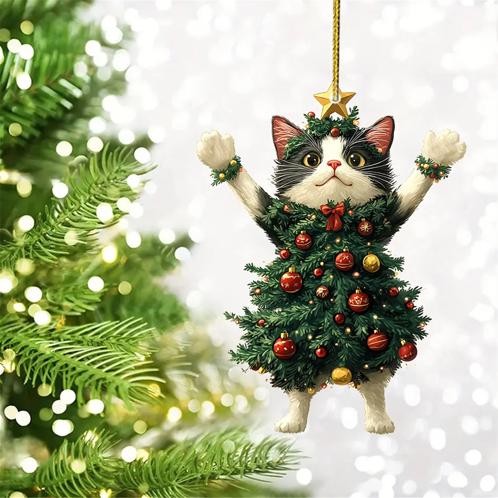 Cat Christmas Tree Ornament