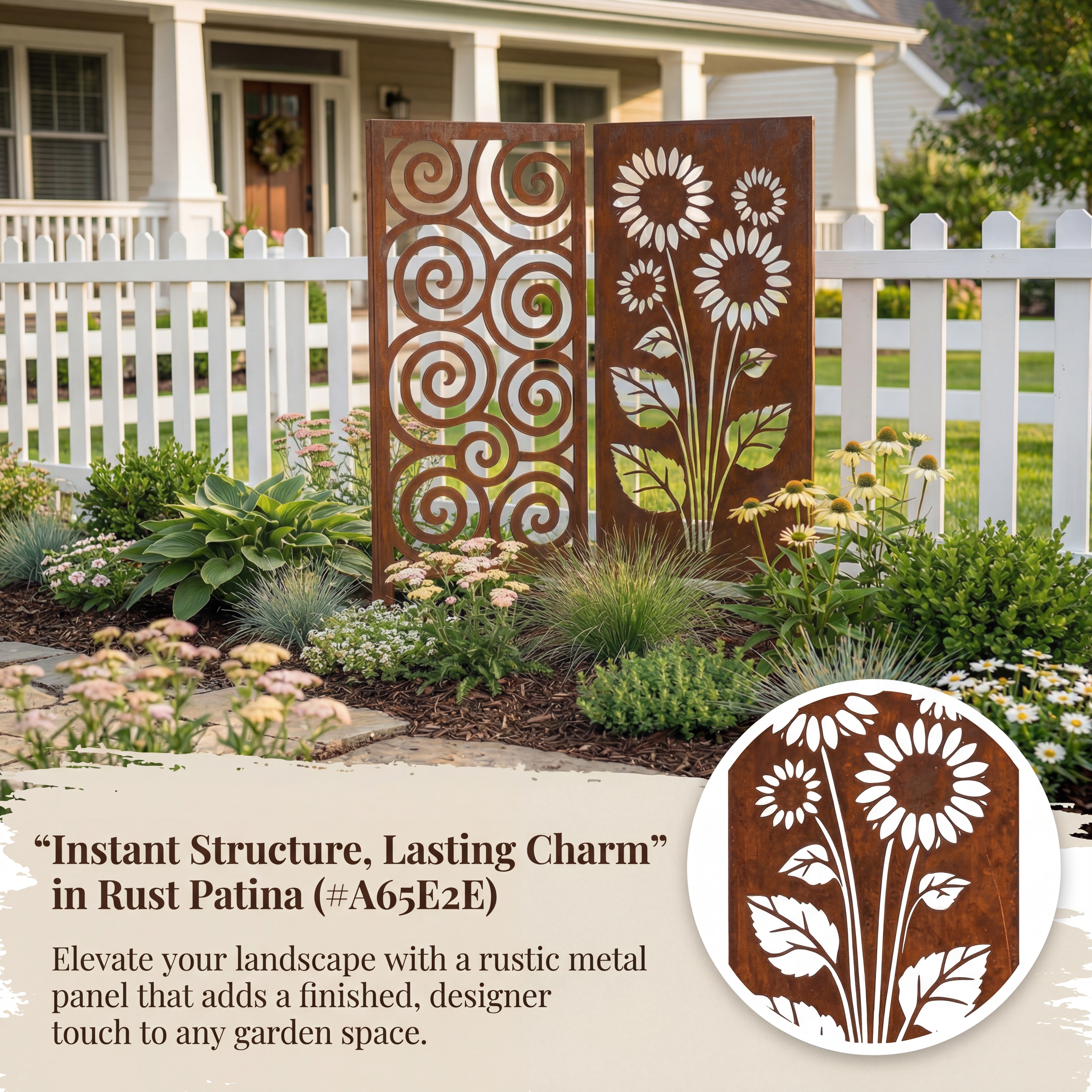 Rustic Cutout Metal Garden Panel Accent
