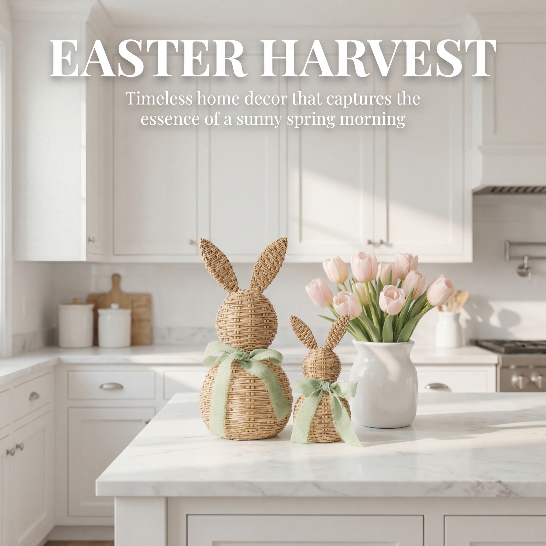 Easter Bunny Decor Set – Farmhouse Spring Tabletop Accent