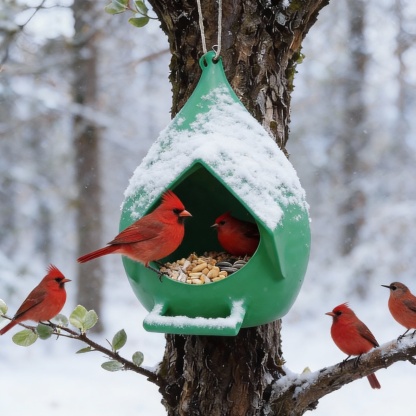 Winter Hanging Bird Feeder House-Home For Cardinal, Blue jay, Titmouse