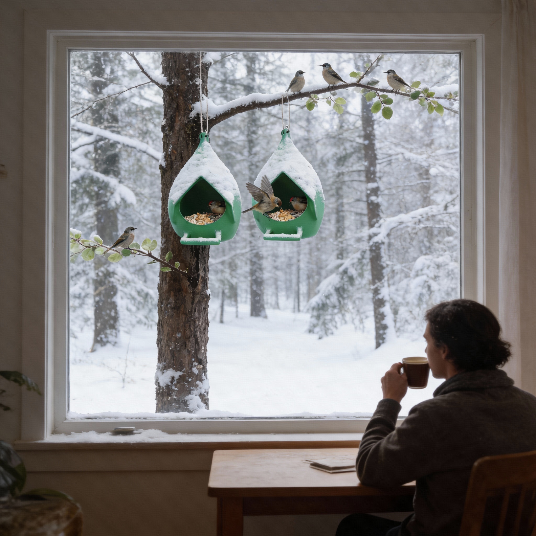 Winter Hanging Bird Feeder House-Home For Cardinal, Blue jay, Titmouse