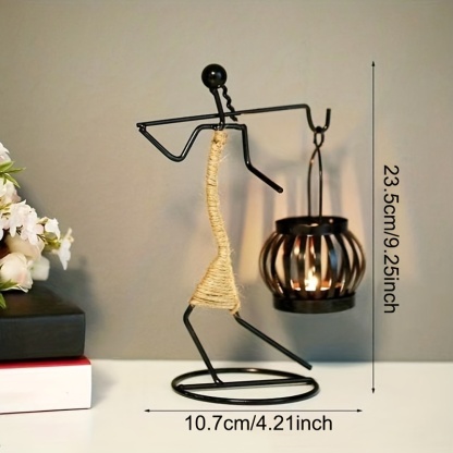 Handcrafted Metal Figurine Candle Holder Lantern