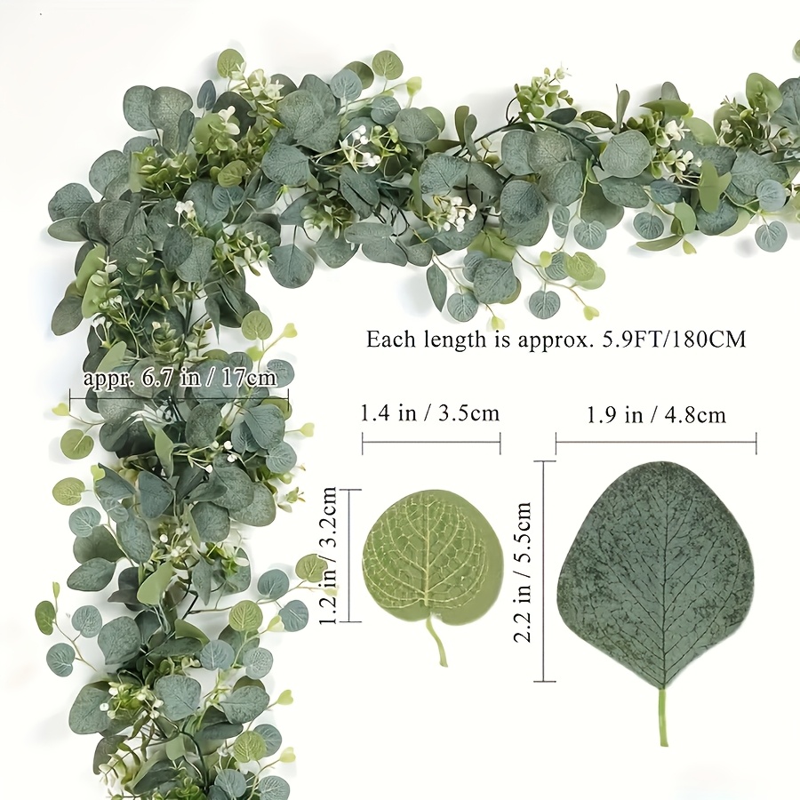 4Pack 6FT Artificial Eucalyptus Garland with White Flowers
