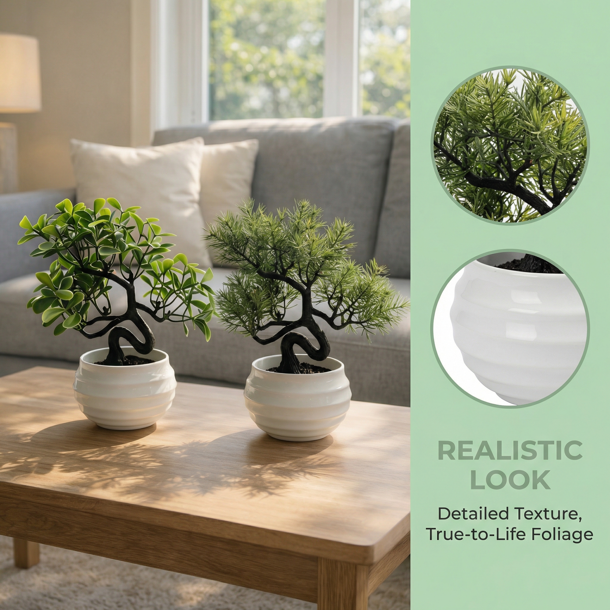 Mini Artificial Bonsai Tree with White Ceramic Pot