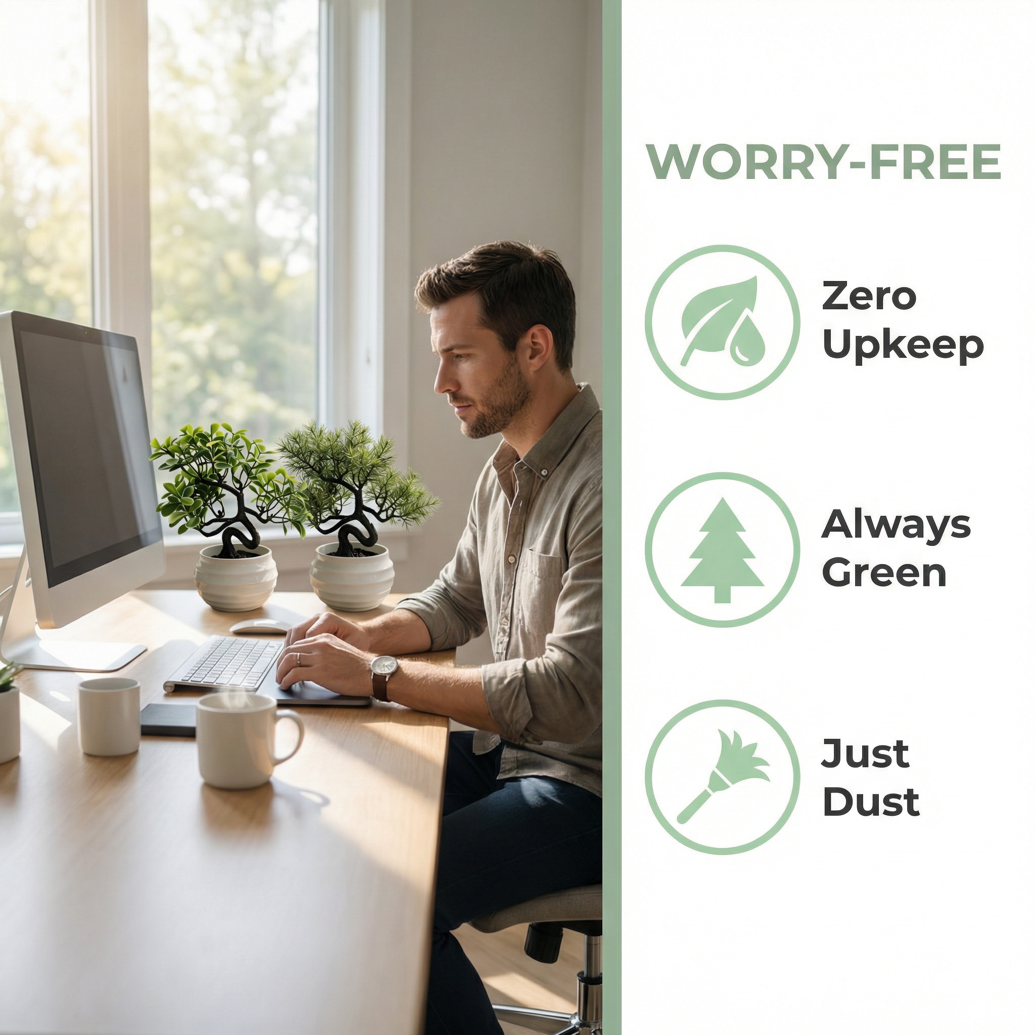 Mini Artificial Bonsai Tree with White Ceramic Pot