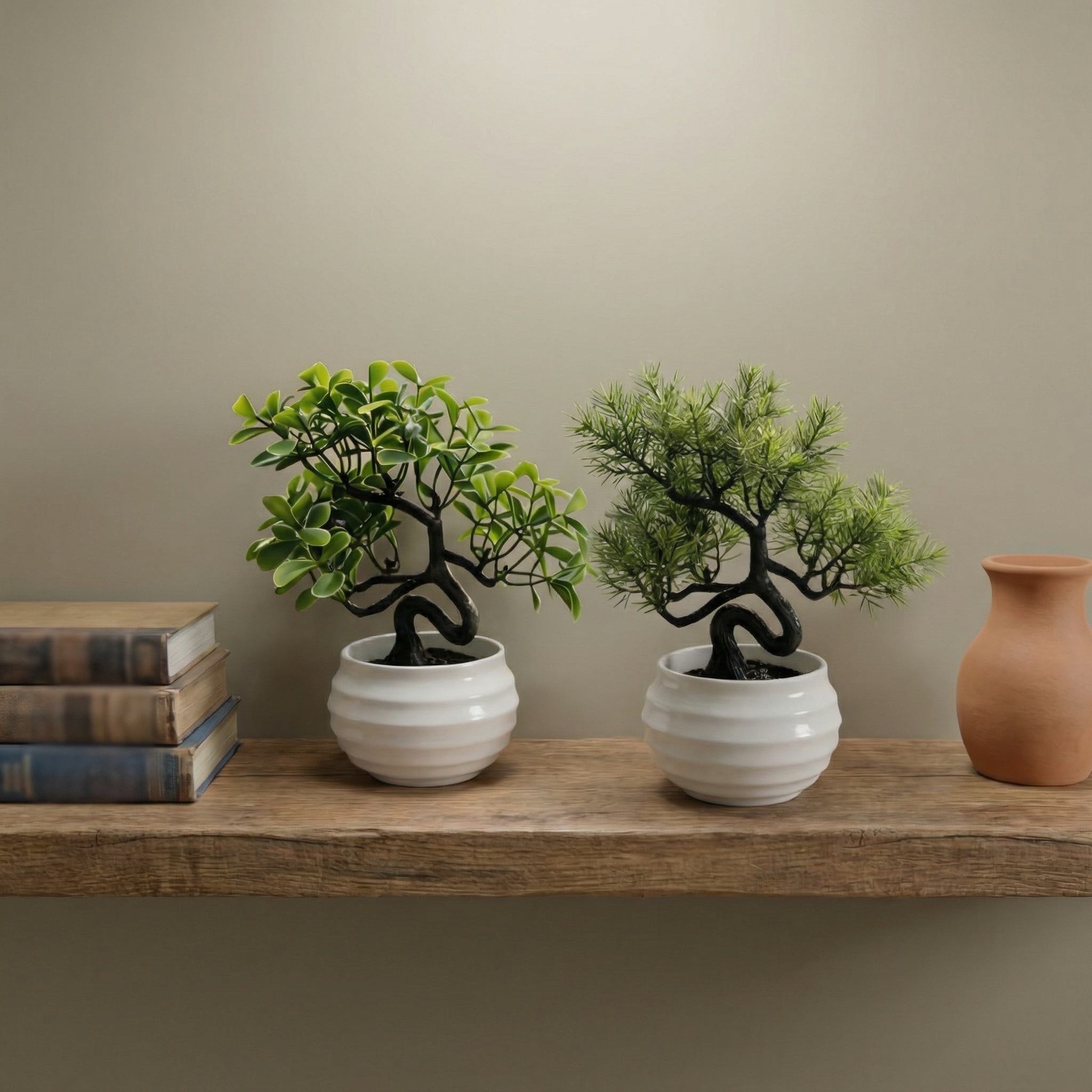 Mini Artificial Bonsai Tree with White Ceramic Pot