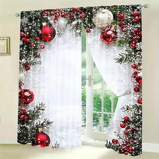2 Panels Holiday Christmas Curtains for Windows