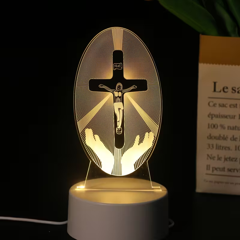 Christian Cross LED Night Light Acrylic Lamp