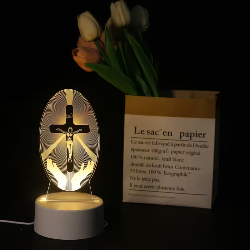 Christian Cross LED Night Light Acrylic Lamp