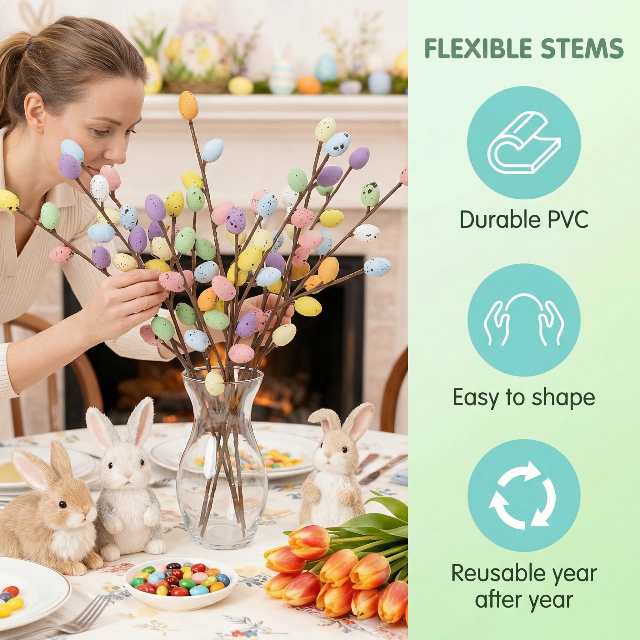 Easter Egg Branch Floral Stems for Vase