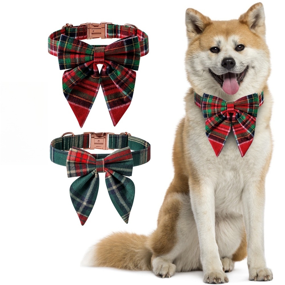 Christmas Pet Collar with Bow Tie