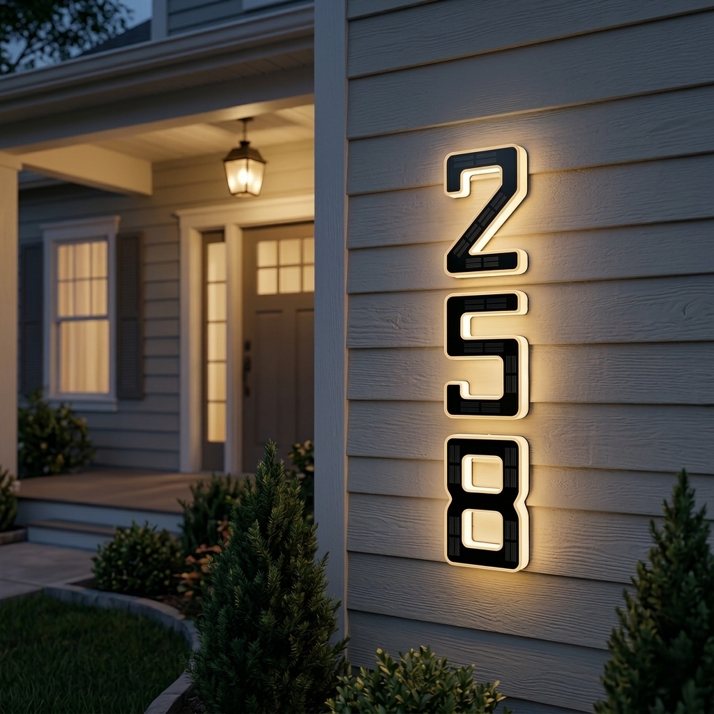 Modern Solar LED Illuminated House Number