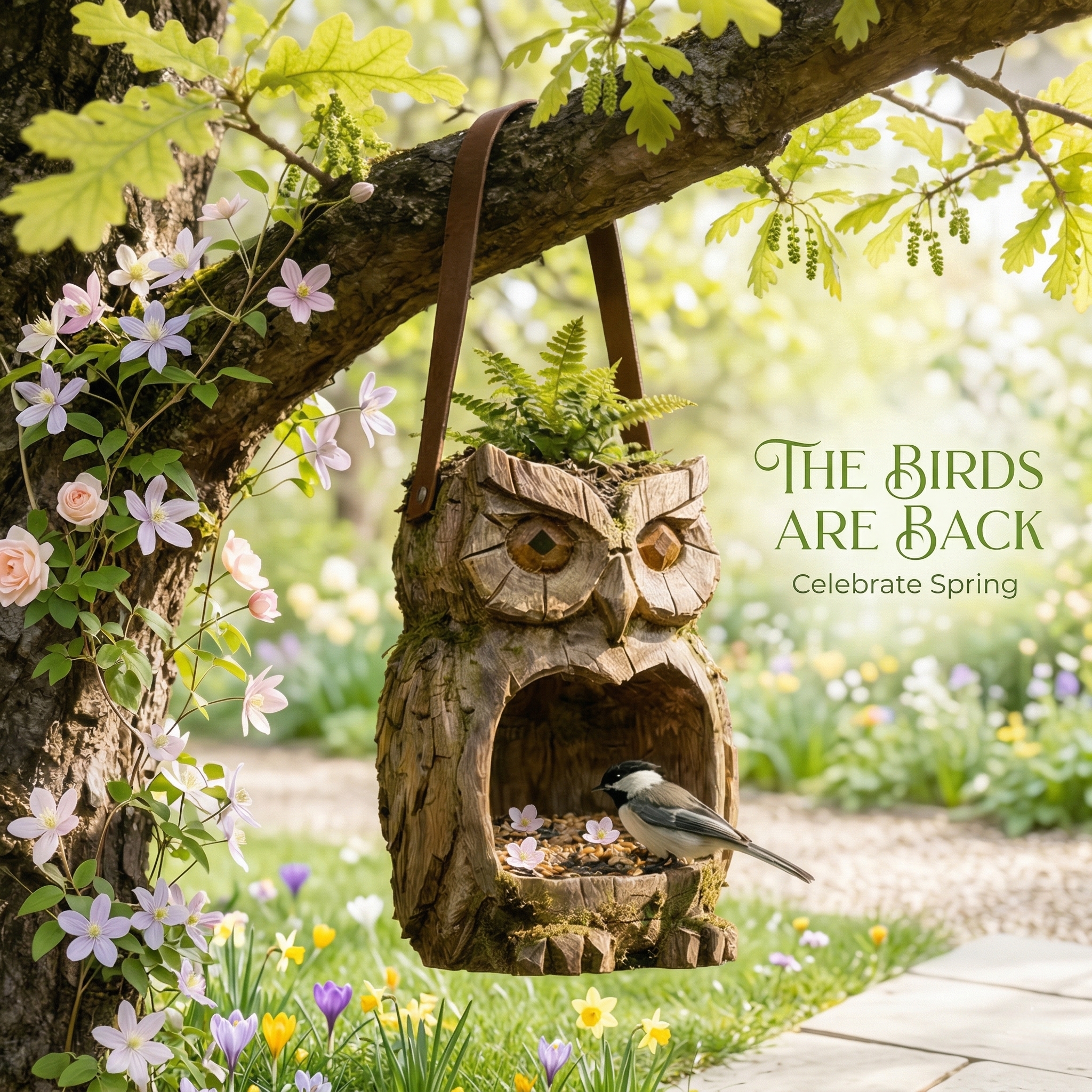 Woodland Owl Hanging Bird Feeder