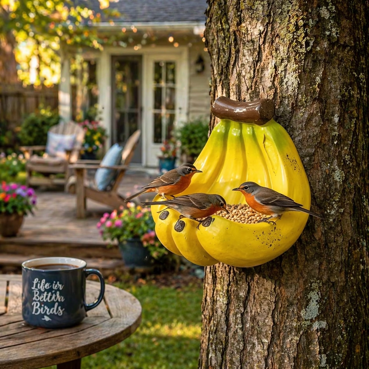 The Whimsical Banana Peel Bird Feeder