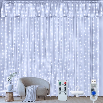 10FTx10FT Christmas Curtain Fairy Lights 300 LED Indoor Outdoor String Lights