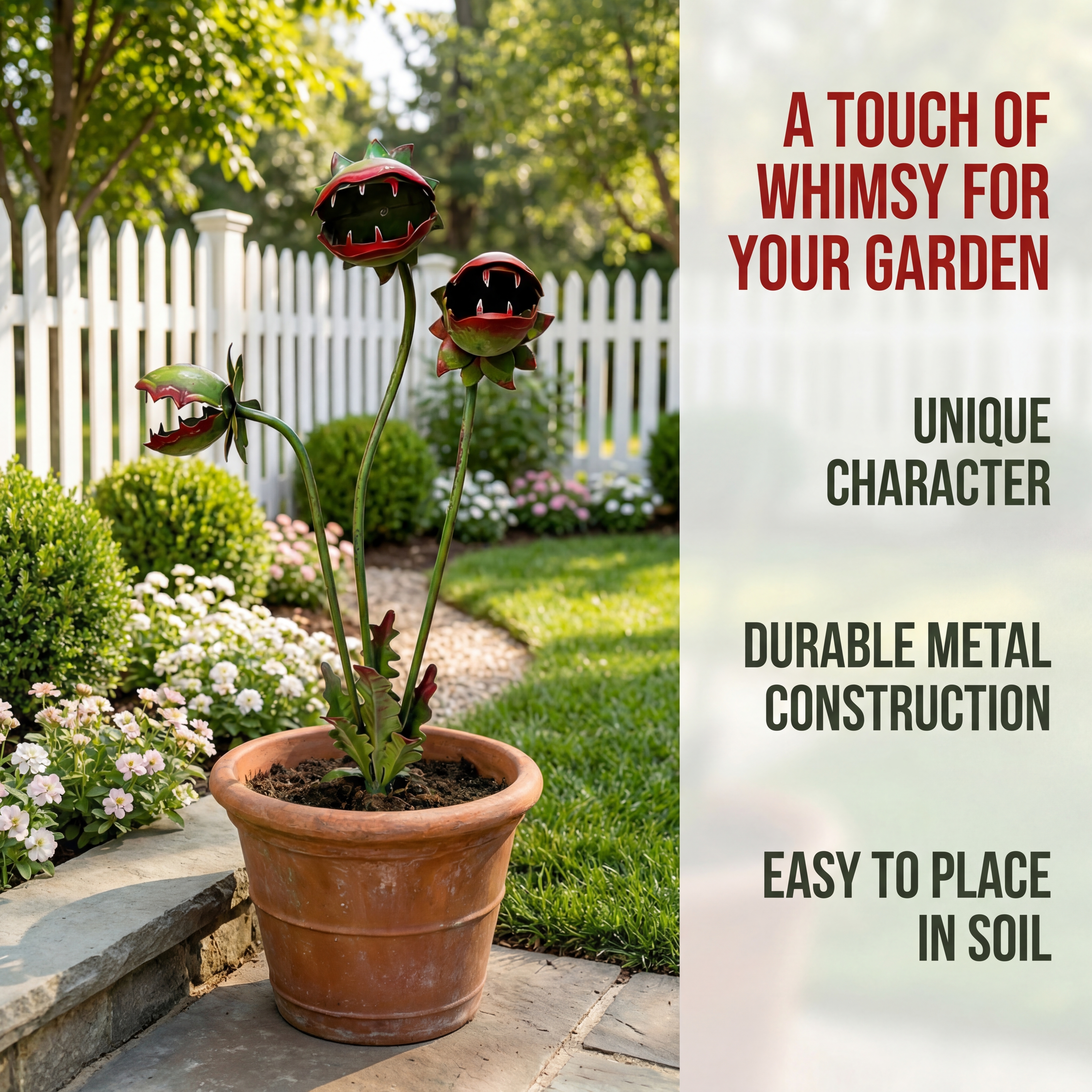 Whimsical Venus Flytrap Garden Stake