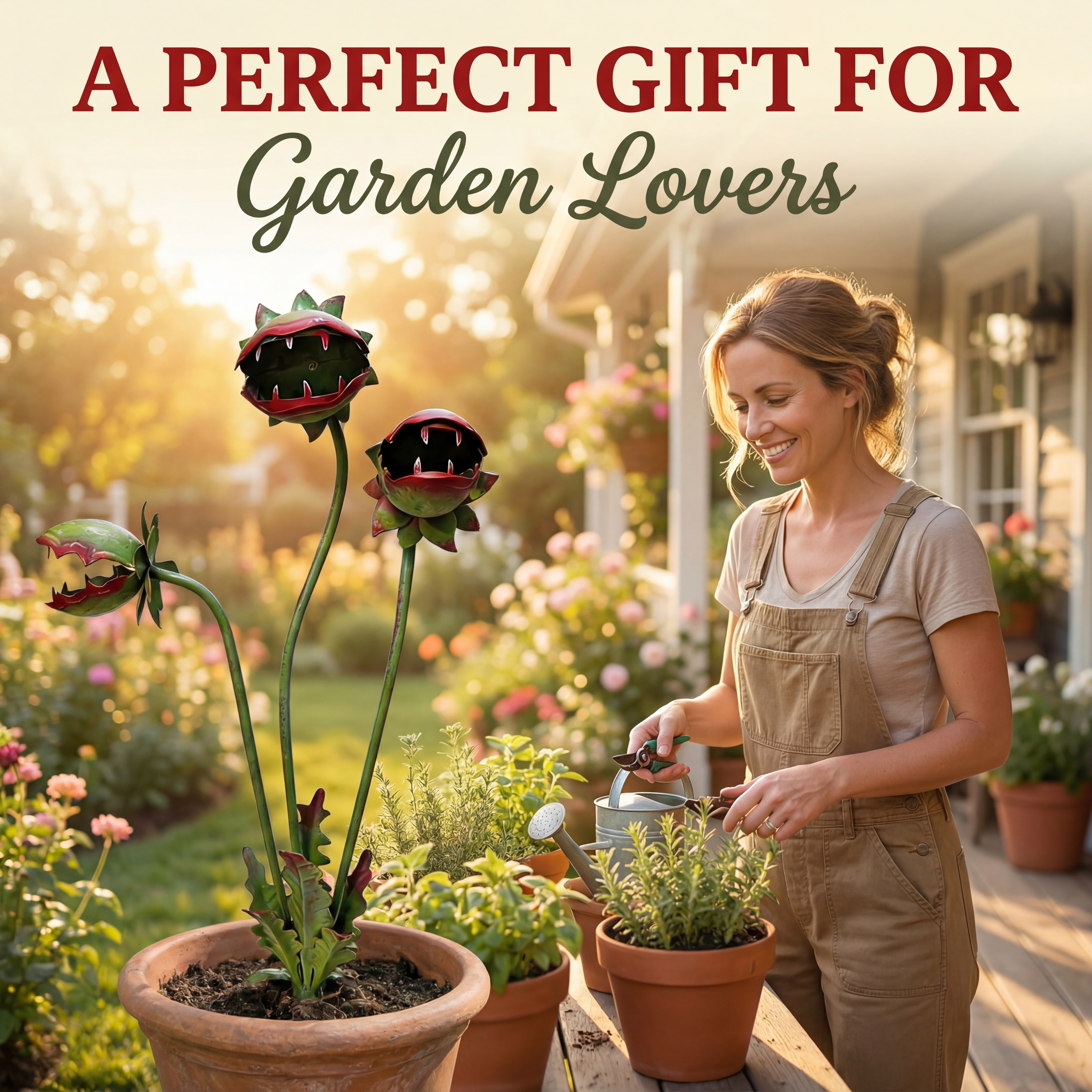 Whimsical Venus Flytrap Garden Stake