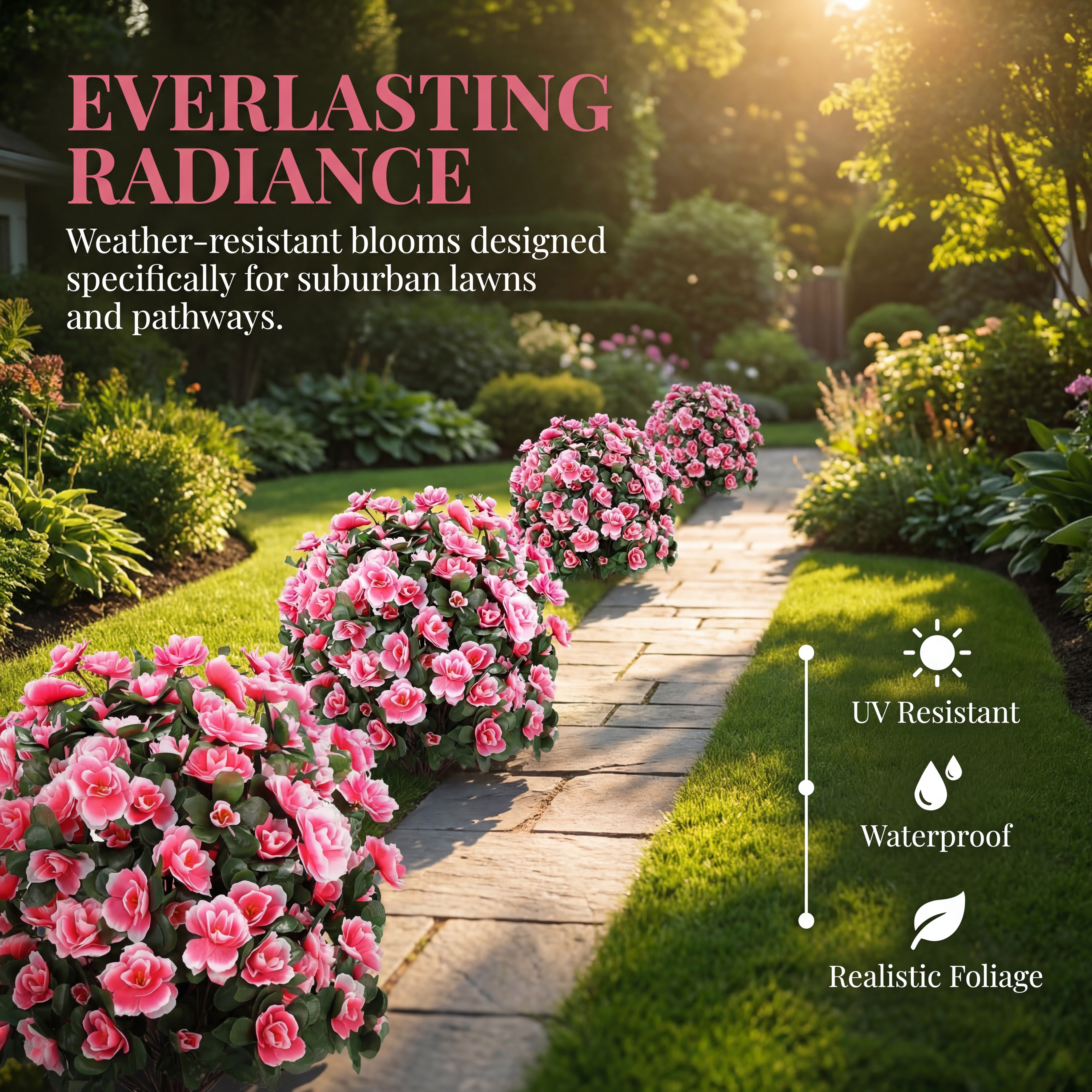 Artificial Pink Azalea Flower Ball for Garden & Porch