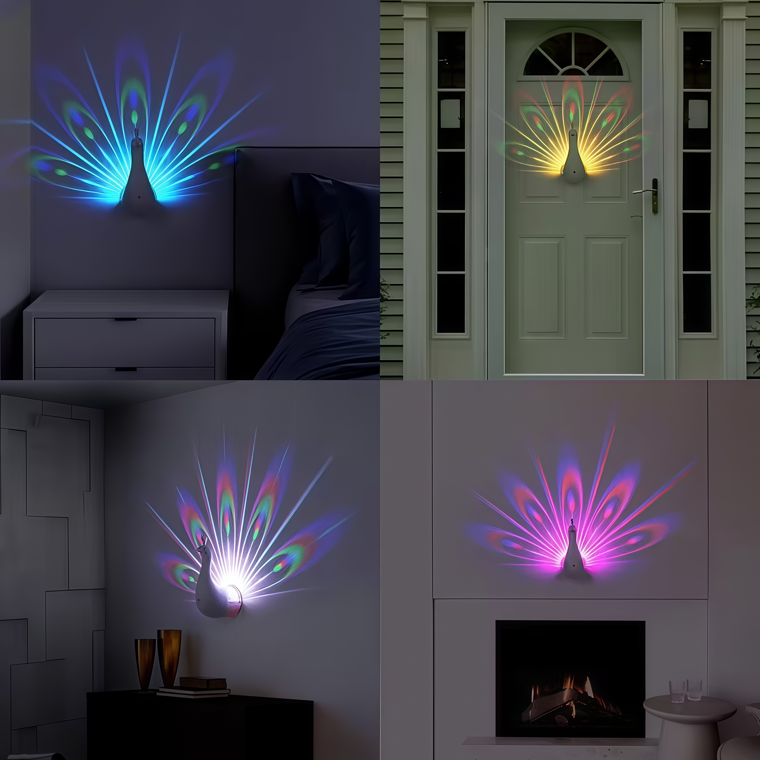 Peacock Projection Lamp, Color Changing Wall Light with Remote & Touch Control
