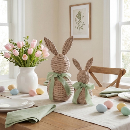 Easter Bunny Decor Set – Farmhouse Spring Tabletop Accent