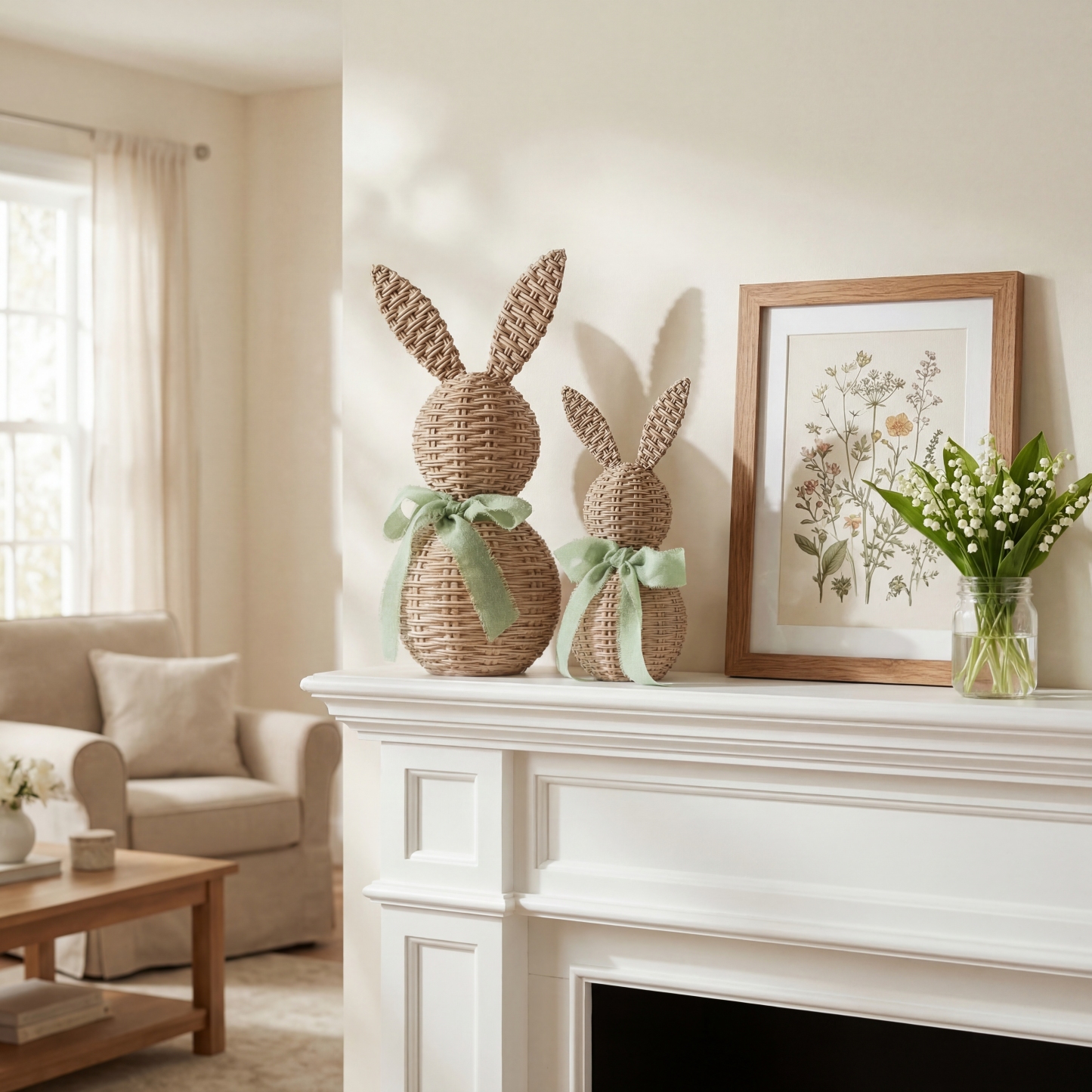 Easter Bunny Decor Set – Farmhouse Spring Tabletop Accent