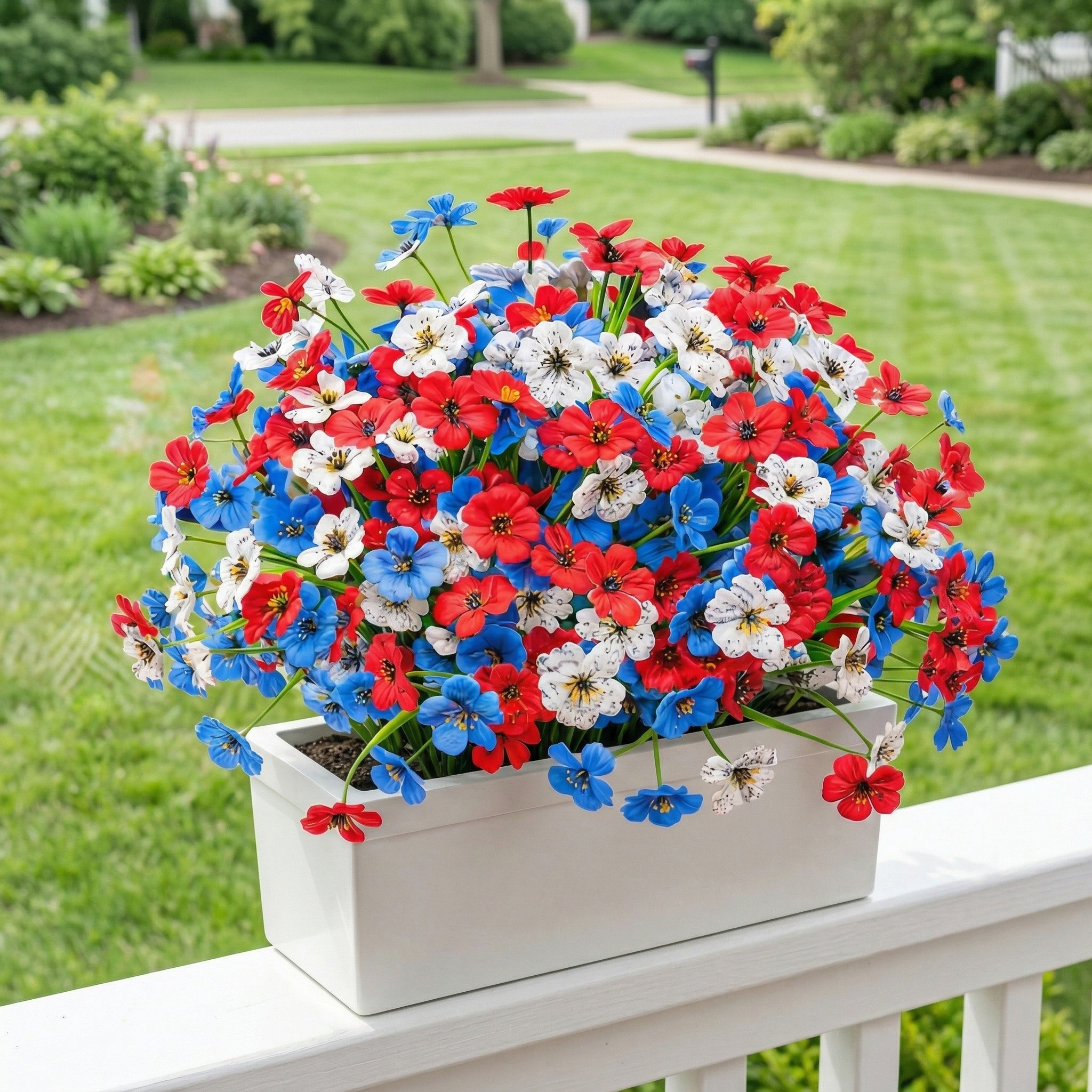 Patriotic Red, White & Blue Faux Floral Arrangement