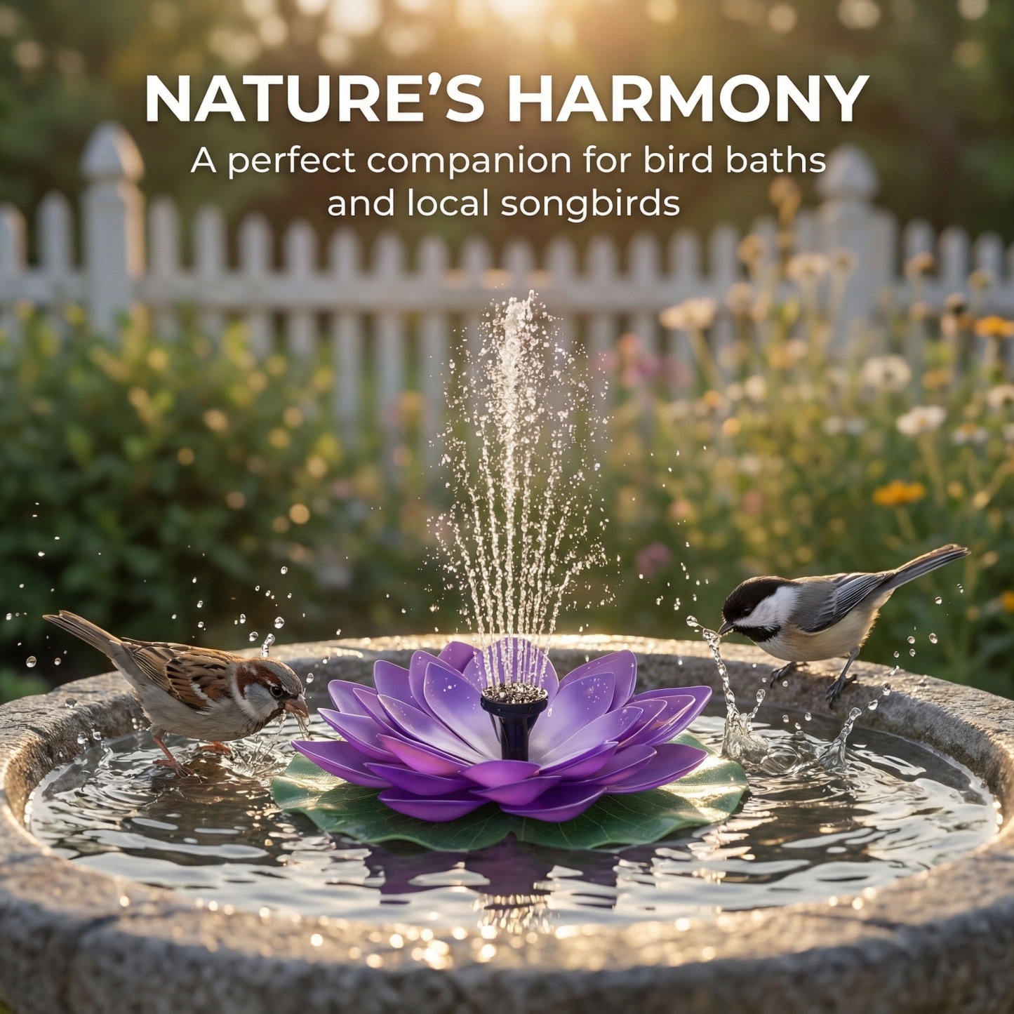 Solar Lotus Bird Bath Fountain