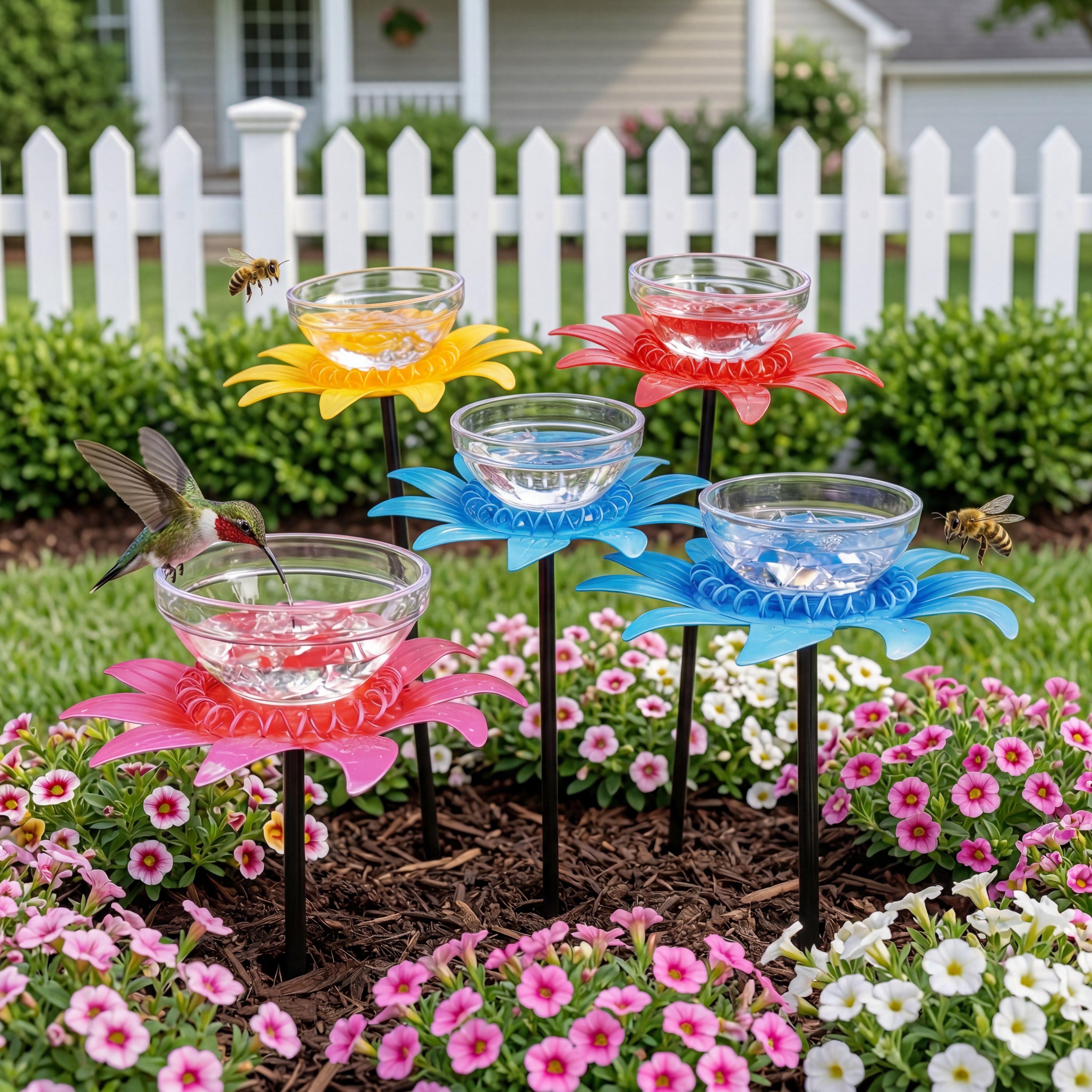Colorful Flower Nectar Drinker Stakes