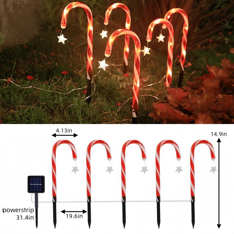 Solar Star Candy Christmas Cane Lights