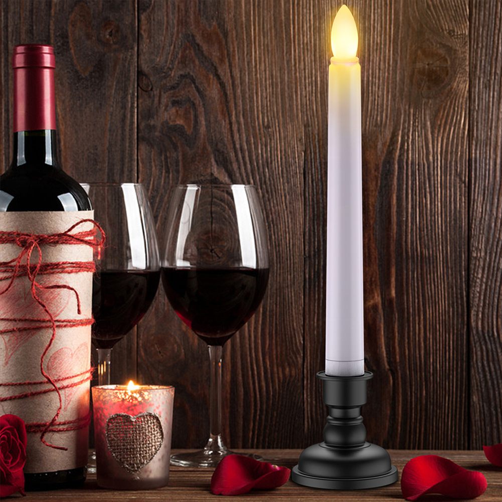 4-Pack Flameless Flickering Christmas Window Candles with Remote & Timer, Black Holders