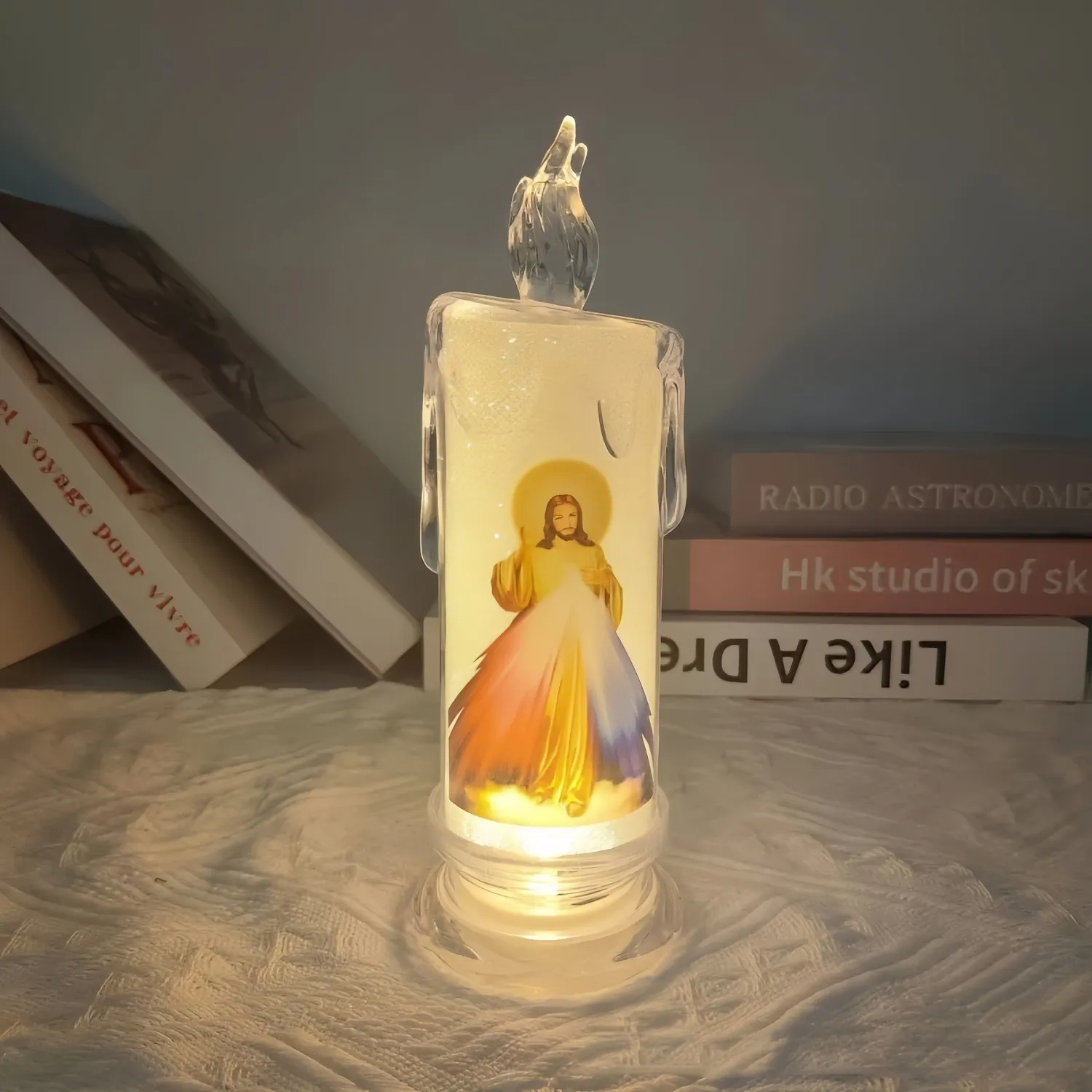 Flickering LED Virgin Prayer Candle Light