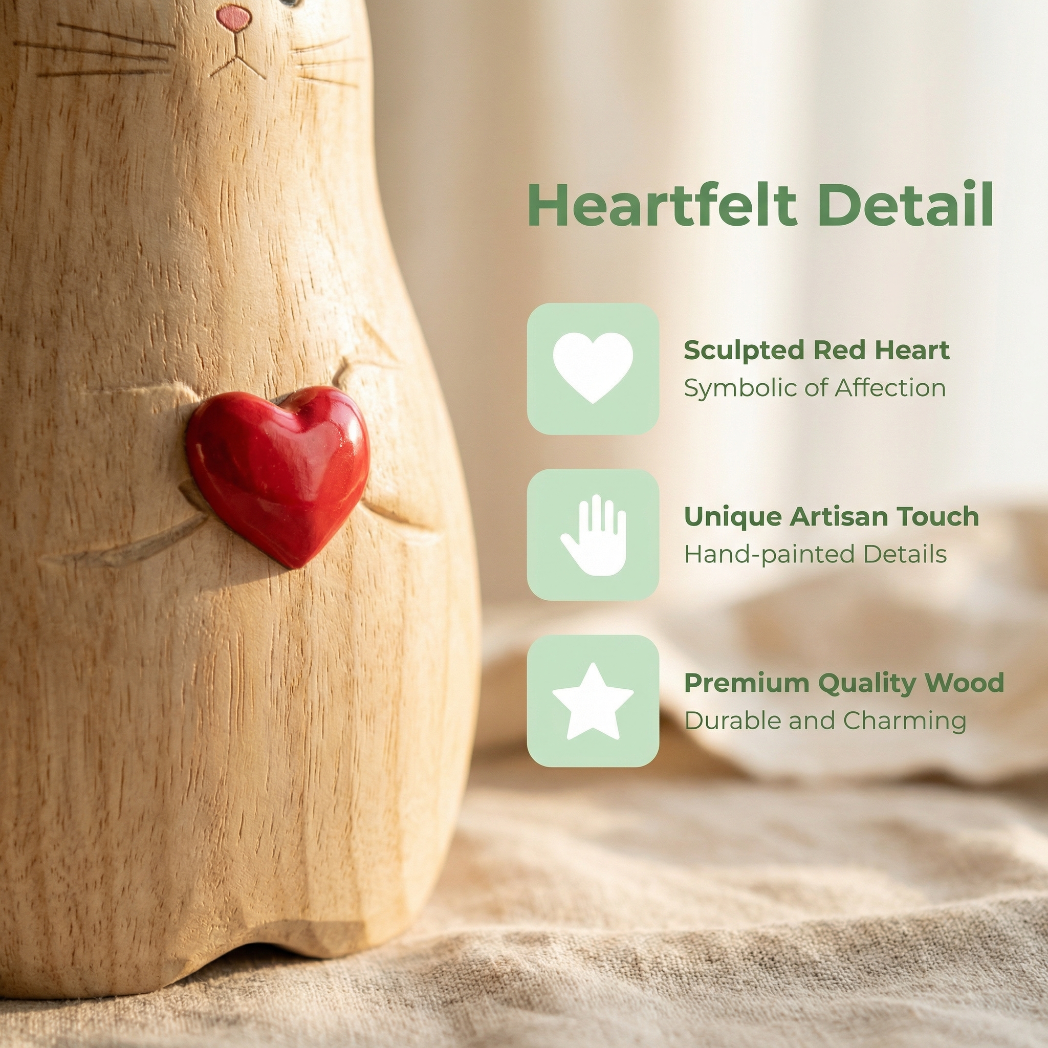 Cat Shaped Flower Vase with Red Heart