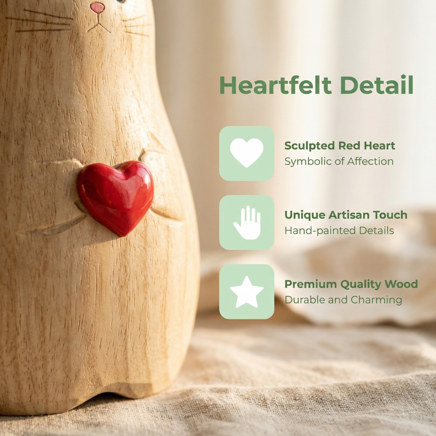 Cat Shaped Flower Vase with Red Heart