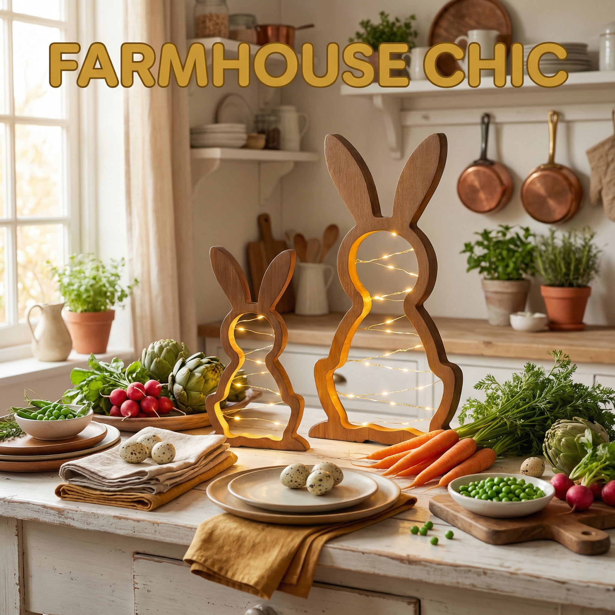 Rustic Wooden Bunny LED Tabletop Lights