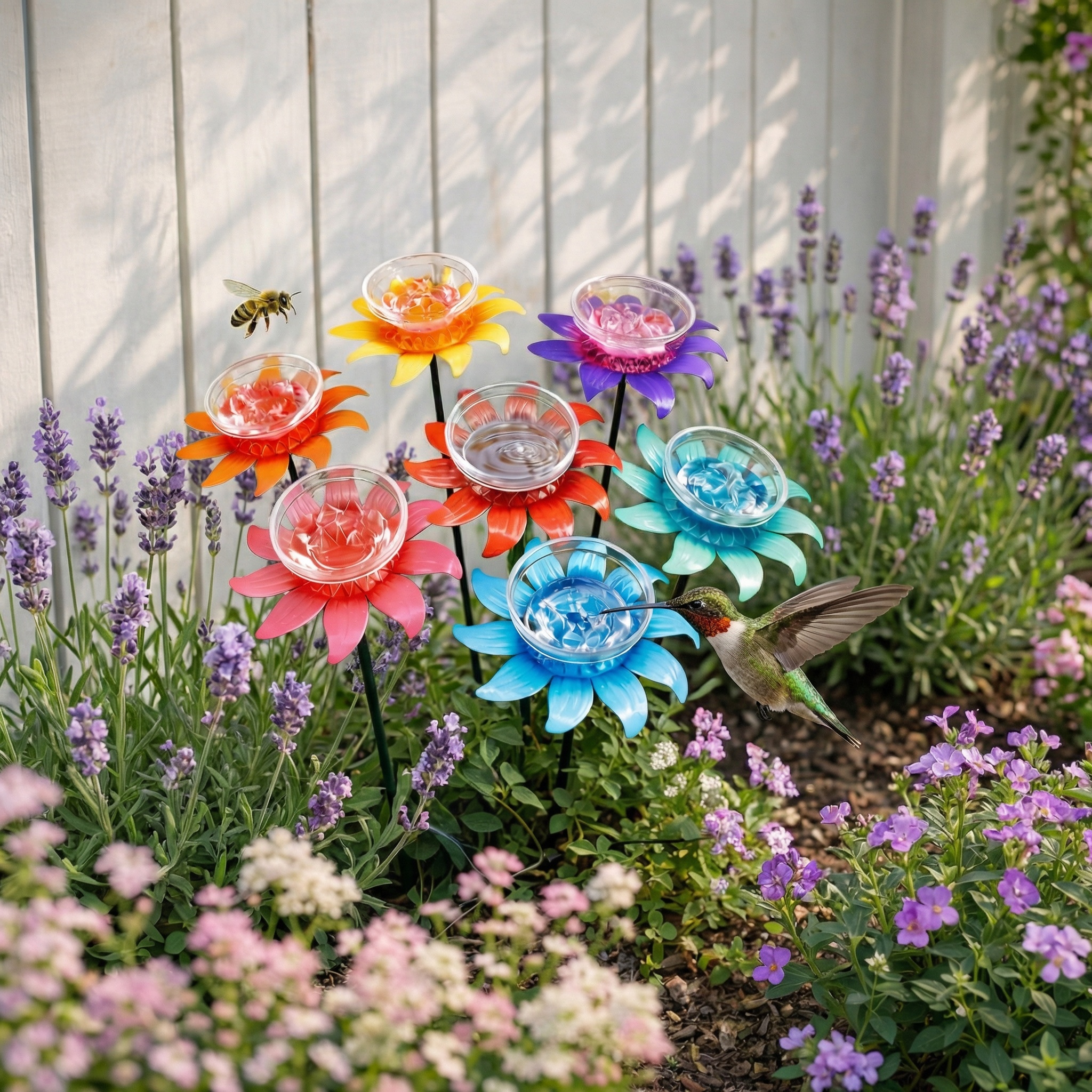 Colorful Flower Nectar Drinker Stakes