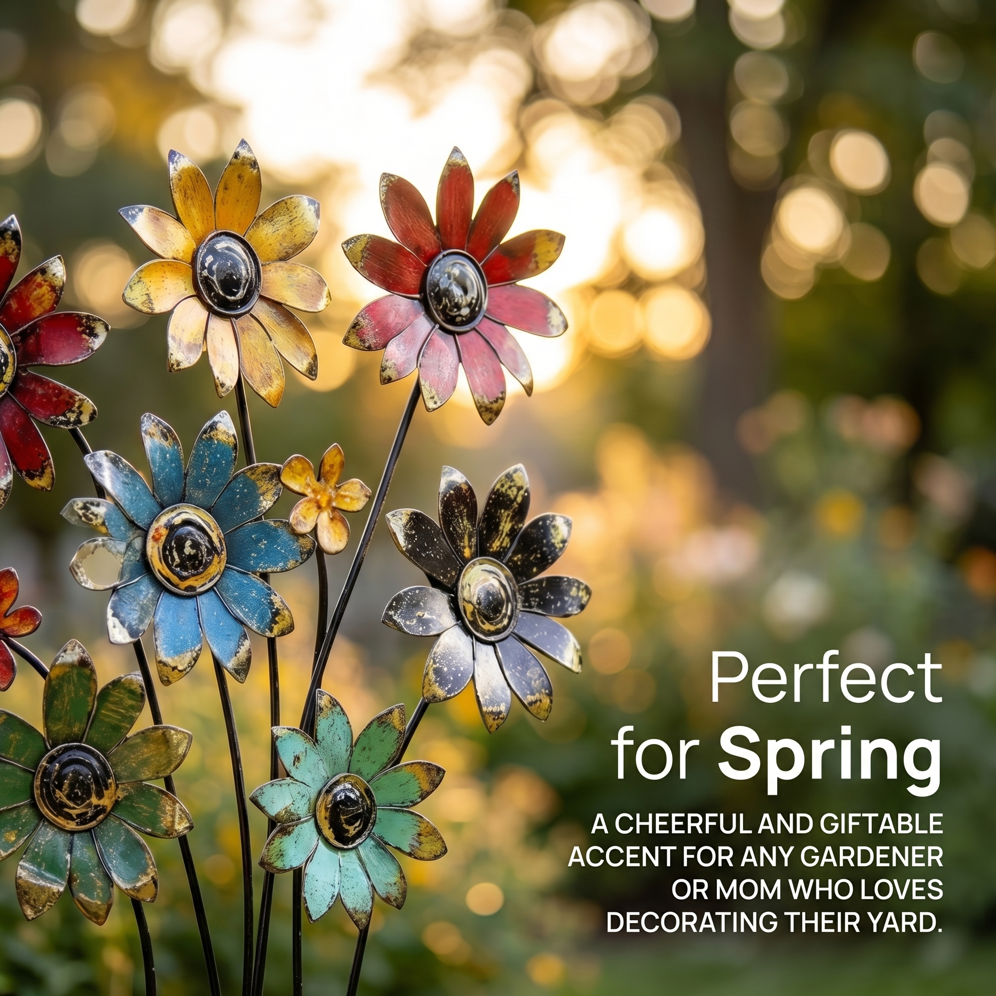 Rustic Bloom Metal Flower Garden Stake