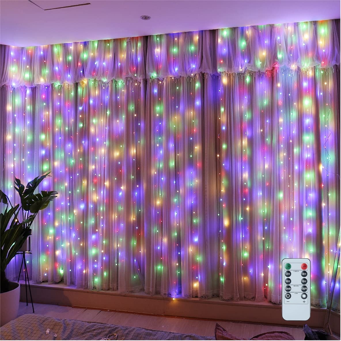 10FTx10FT Christmas Curtain Fairy Lights 300 LED Indoor Outdoor String Lights