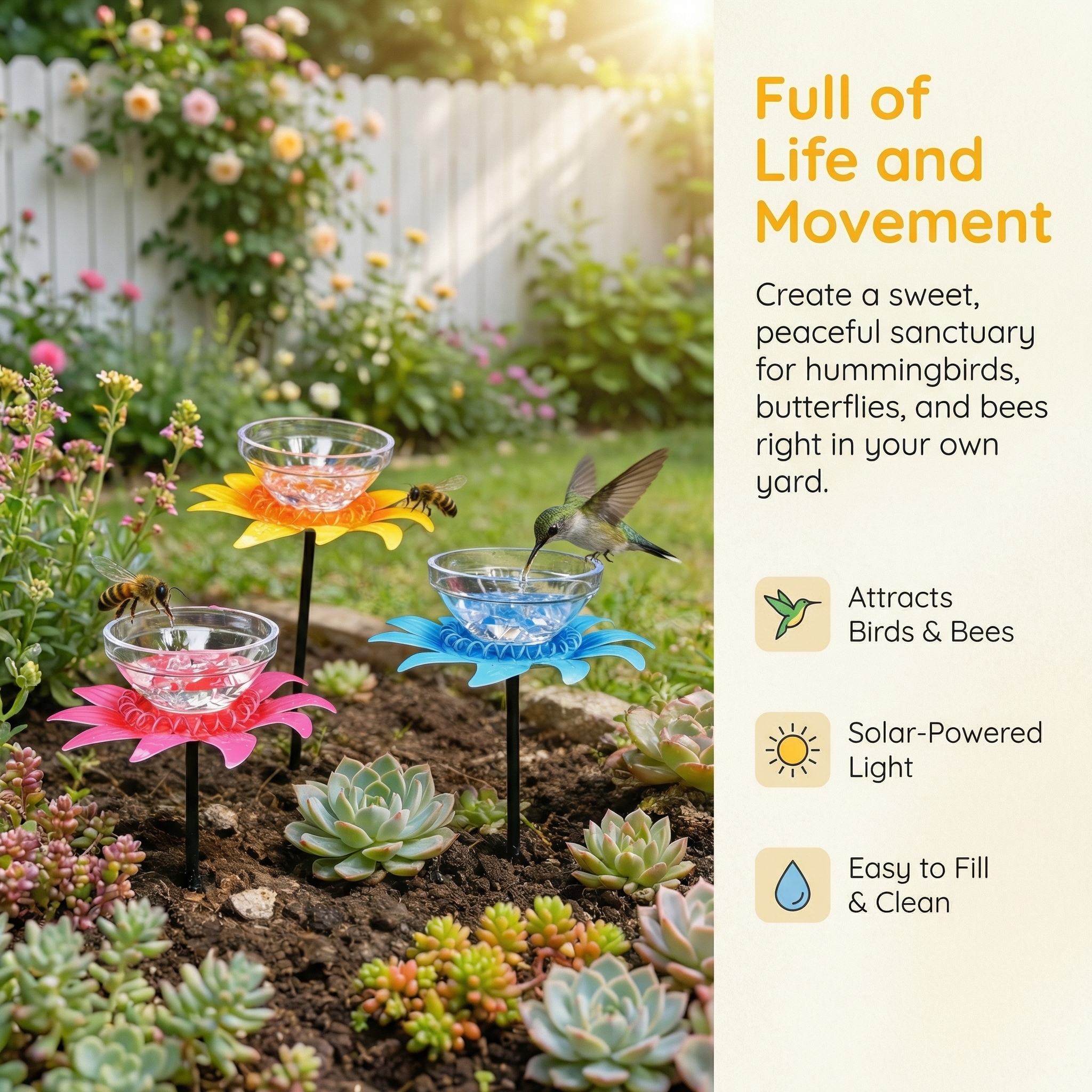 Colorful Flower Nectar Drinker Stakes