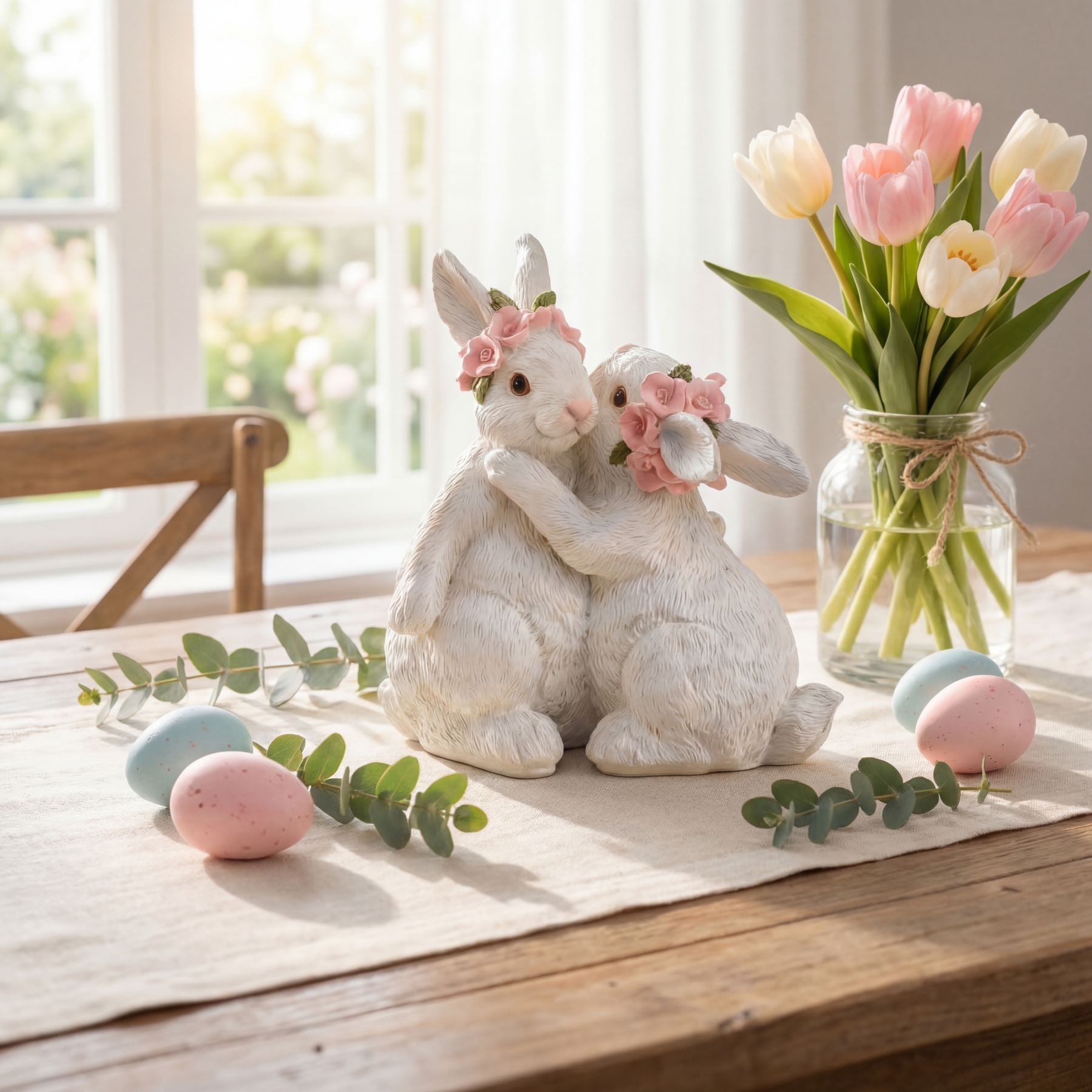 Hugging Bunny Spring Figurines