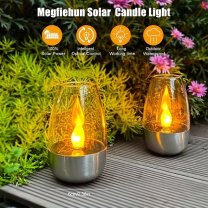 4-Pack Solar Flickering LED Candle Lights