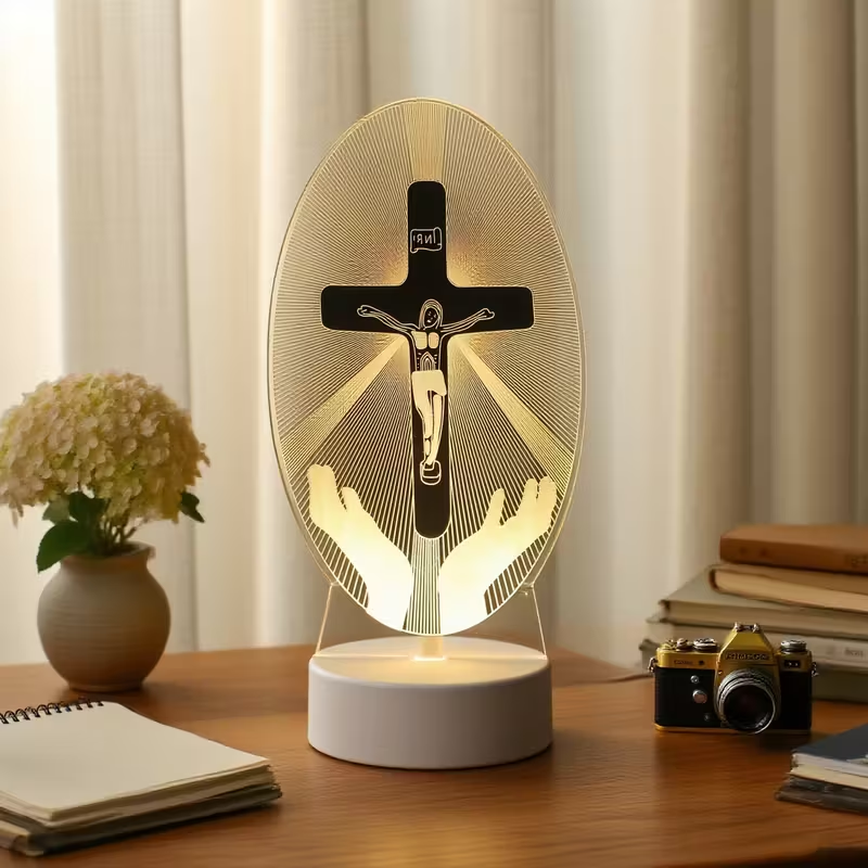Christian Cross LED Night Light Acrylic Lamp