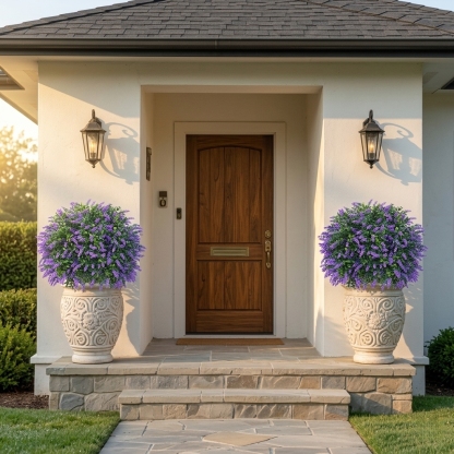 Artificial Lavender Topiary Ball Trees with Ground Spike