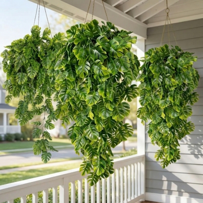 5PCS Artificial Monstera Hanging Basket Plants, UV-Resistant