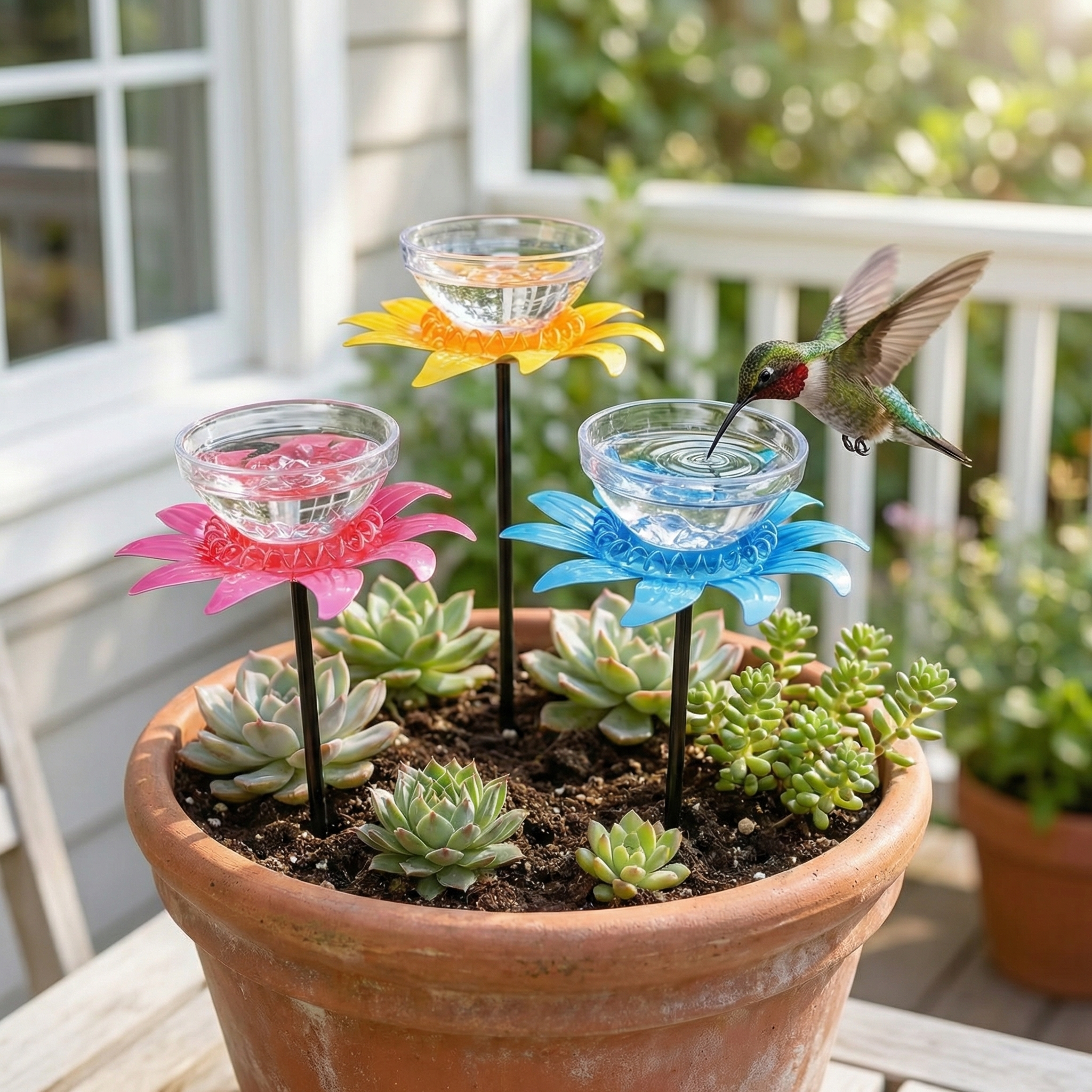 Colorful Flower Nectar Drinker Stakes