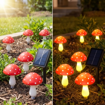 Solar Mushroom String Lights for Lawn – Pathway Lights (Set of 8)