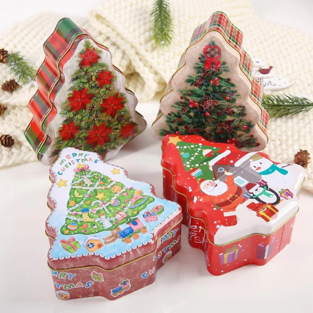 Festive Christmas Tree Gift Tin Boxes