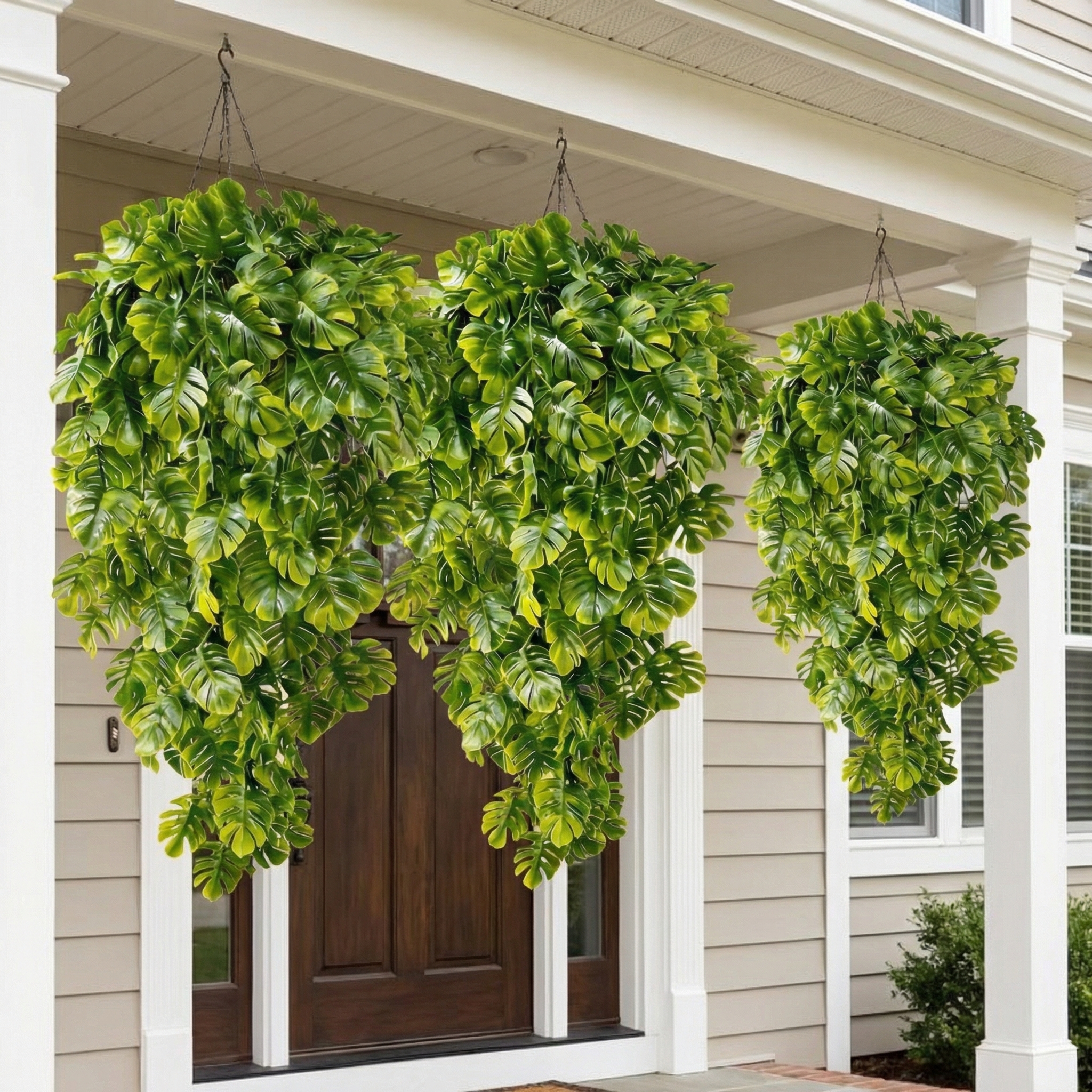 5PCS Artificial Monstera Hanging Basket Plants, UV-Resistant