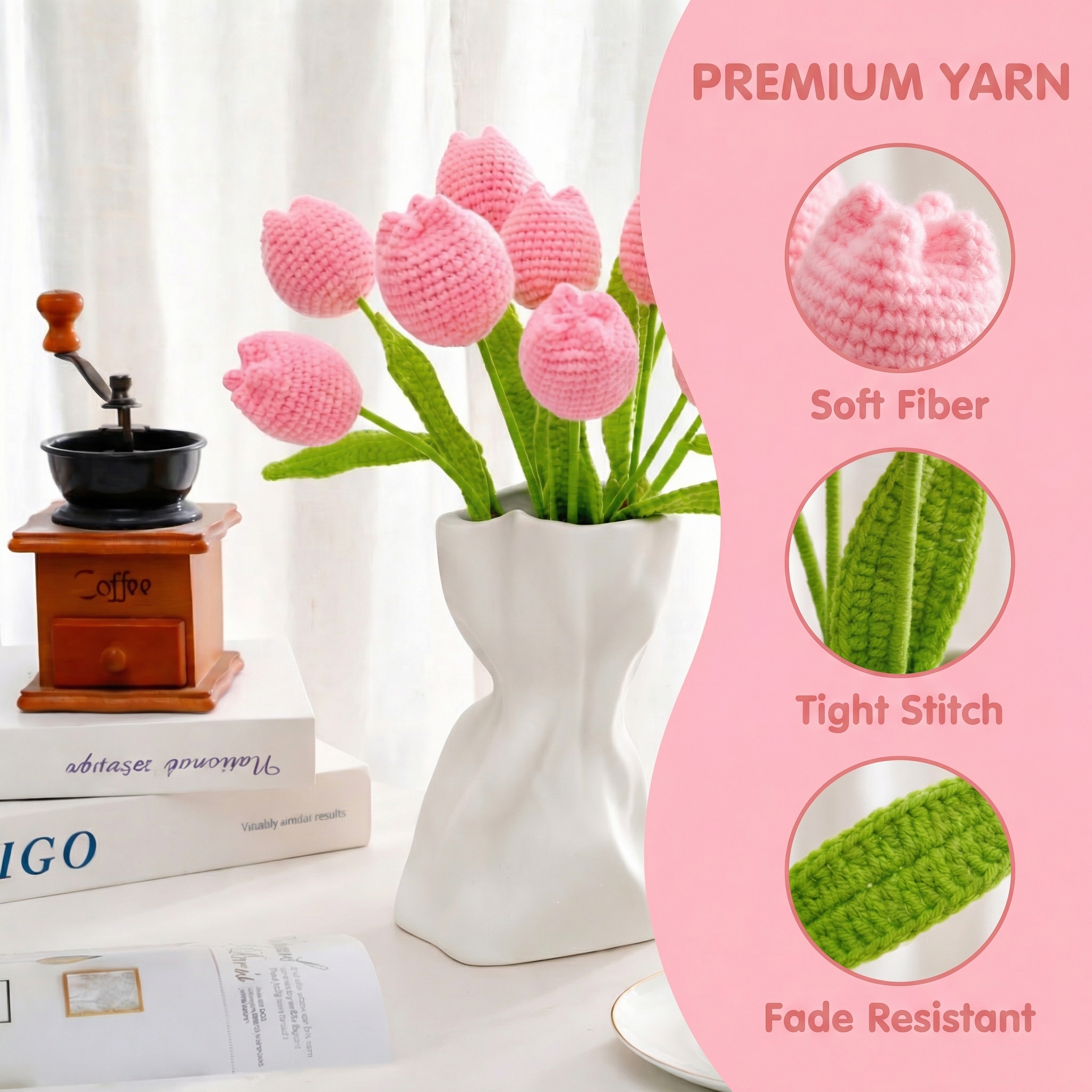 Handmade Knitted Tulip Bouquet for Spring Décor