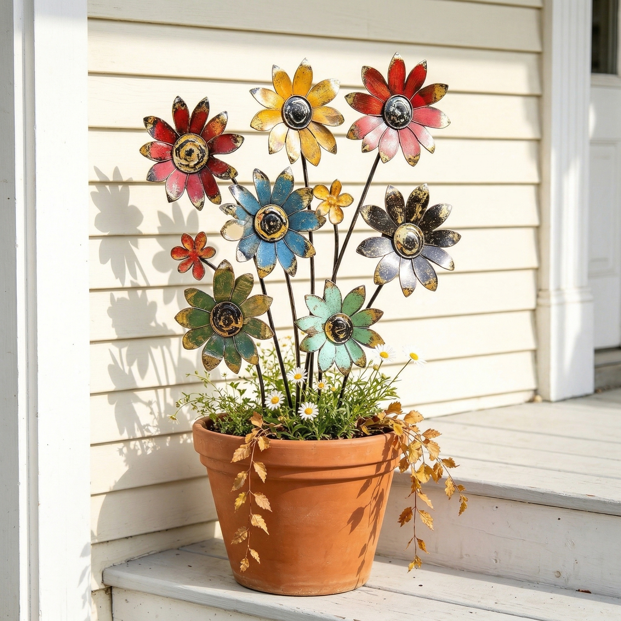 Rustic Bloom Metal Flower Garden Stake